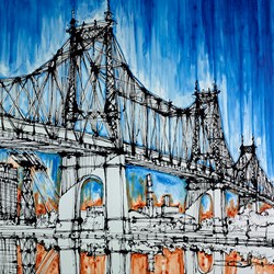 Queensboro Bridge by Ingo - Original Painting on Box Canvas sized 47x47 inches. Available from Whitewall Galleries